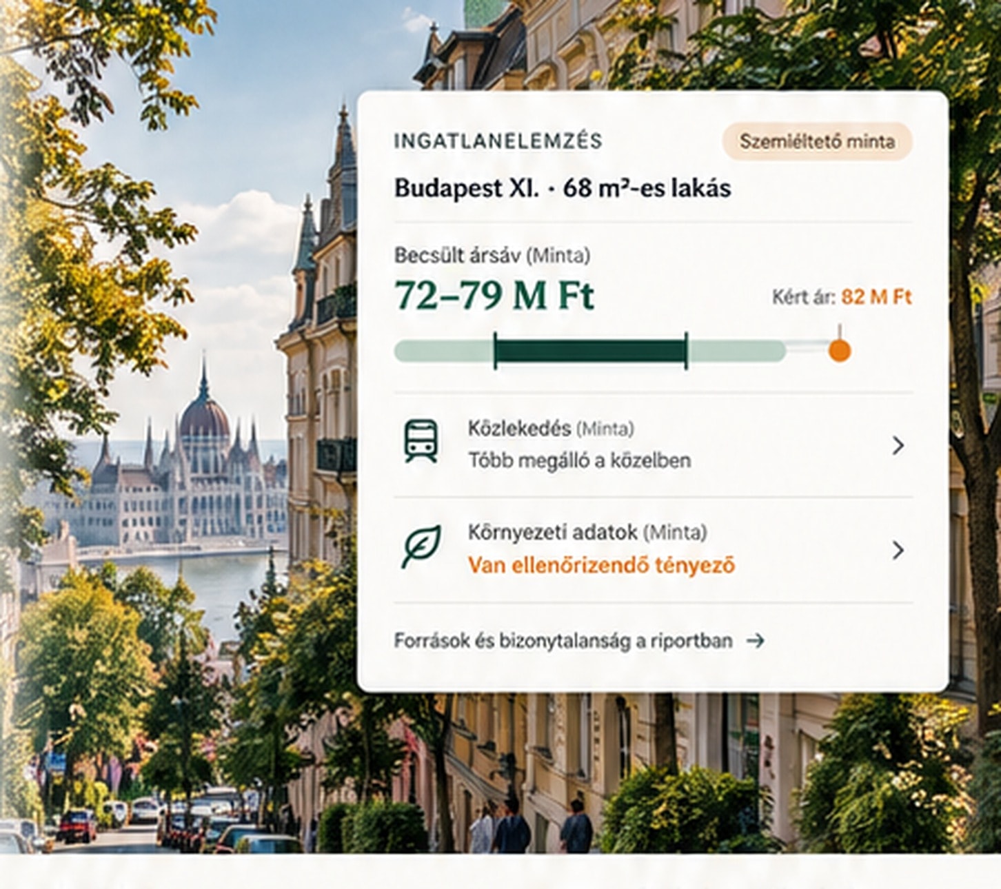 Parlament látképe és a NyugodtVétel riportminta